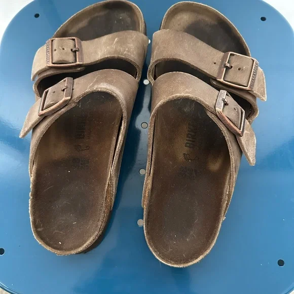 Birkenstock Arizona Leather Sandals in Stone Women’s Size 38 - Picture 2 of 7